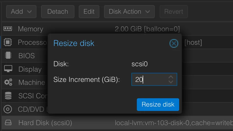 Resizing the existing disk